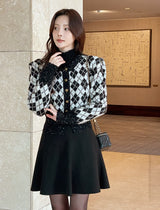 Obel Argyle Puff Knit Cardigan