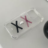 [made]black&radish pink ver ribbon resin phonecase