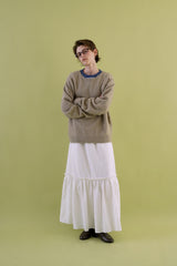 Gather check shirring skirt_ivory