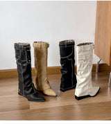 Leopard Flip Two-way Western High Long Boots