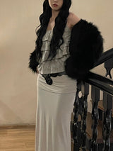 ビンテージレイヤードフリルスリーブレス