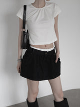 Double-waisted sagging mini skirt