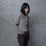 FRINGE STRIPE CARDIGAN: BEIGE