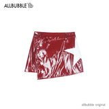 allbubble レッドスターレザースカート