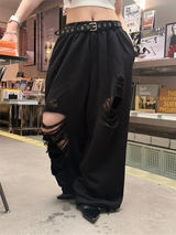 [Unisex] デストロイドバンディングスウェットパンツ(2color)