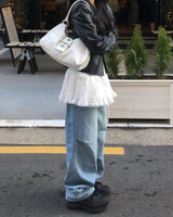 ピンタックルーズデニムパンツ