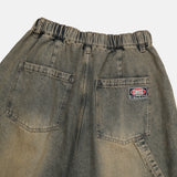 Cross Patch Work Banding Denim Pants (2 Colors)
