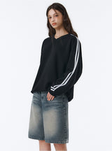 [Unisex] SPORTY TRACK V-NECK OVER FIT SWEATSHIRT (4color)