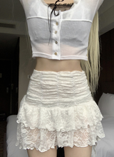 シェルレースアンバランスドスカート (white)