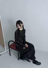 WRINKLE MESH CARDIGAN BLACK