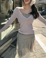 thin & flower square sleeveless top