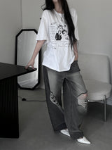 gray damaged balloon denim