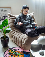 Fuck You Dont High Half Zipup Sweatshirt Washed Grey