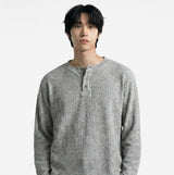 ワッフルクロップヘンリーネックTシャツ メランジ