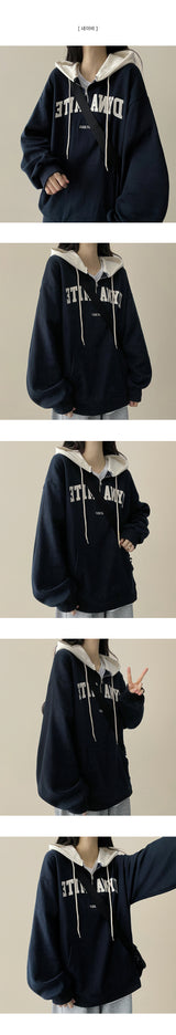 Diner Patch Embroidery Semi-Zipup Hood
