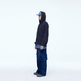 Sserpe Destroyed Cotton Knit Hoodie Zip Up Deep Purple
