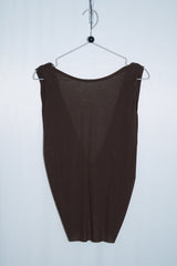 Dual-Way Layered Wrap Top (Brown)