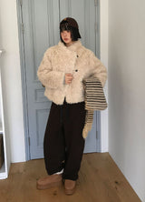 (Lining brushed) COLORBLOCK WAIST PANTS