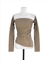 cardi shirring off-shoulder warmer + top set