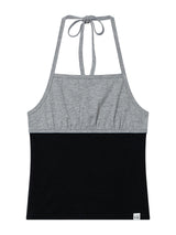 シャーリング コントラスト タンクトップ(GREY)