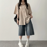 エリンカーペンターポケットバンド付き デニムバミューダパンツ
