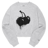 MELTING CHERRY PRINTED CROP SWEATSHIRT - GRAY