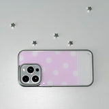 [MADE] BERRY DOT PHONE CASE PINK (epoxy silver bumper)