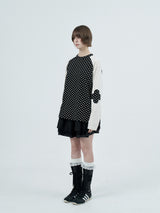patched raglen t-shirts / black