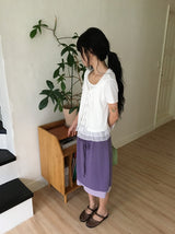 Pokapo Frill Layered Ribbed Short Sleeve Cardigan