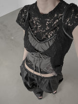 Floral Punching Lace Short Sleeve Tee
