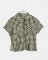 Ashen Checkered Collar Pintuck Shirt