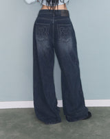 STITCH LINE WIDE DENIM PT DARK NAVY