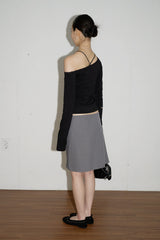 Button String Midi Skirt (Gray)