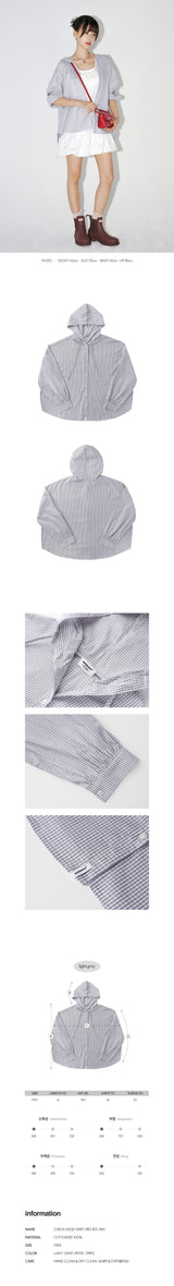 チェックフードシャツ (LIGHT GRAY)