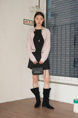 アシンメトリックツイステッドショルダートップ (Black)
