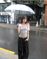 [ PINK & GRAY ] duo palette bolero top