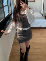 Tailor Mono Button Bustier Back Slit Top