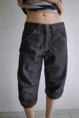 26SS★ CINCH BACK STITCH BERMUDA JEANS