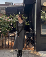 Neutral bustier long dress