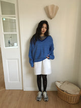 [MD Pick] カレンストライプⅤネックニット (3color)