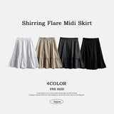 Midu Back Banding Pin Tuck Shirring A-Line Midi Skirt