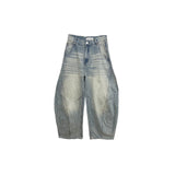 Curved Braided Wide Denim Pants