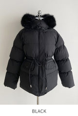 Cerny String Fur Hooded Short Padded Jumper