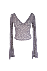 V-neck crop lace T (3color)