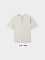 ラズピグメントワッフルヘンリーネック 3C