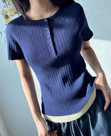 Peyki Layered Ribbed Slim Fit Tee 5color