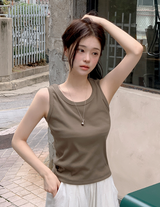 KJ Rib Basic Round Sleeveless (8color)