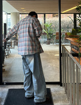 SAND MID BLUE WIDE DENIM PANTS
