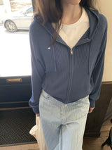 [ORIGINAL] Soda Summer Ribbed Knit Zip-up Hoodie