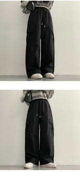 [Long summer pants!] Post nylon string wide cargo pants
